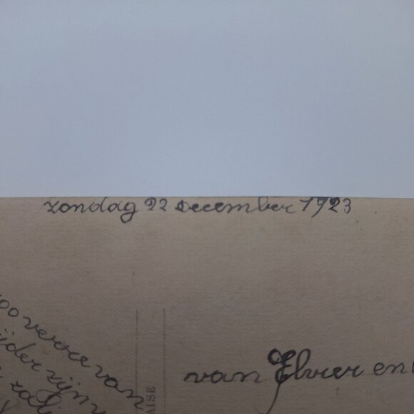 Antique Gelukkig Nieuwjaar Postcard Hand Colored New Year Horseshoe Girl Dutch - Picture 5 of 8